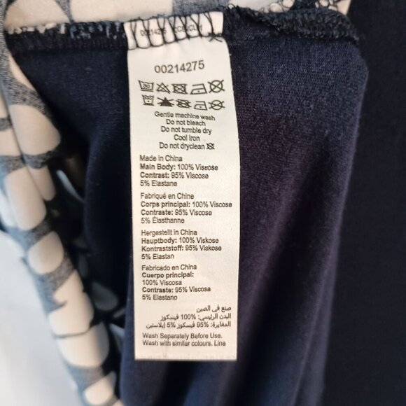 Evans Avenue Plus Size 14 Blue Mixed Media Back Border Top White Dots Flowy - Picture 5 of 6